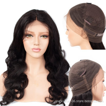 Yuexiu High Density Elastic Band Unprocessed Virgin 360 Lace Frontal Hair Wig Body Wave Natural Human Hair Wigs lace